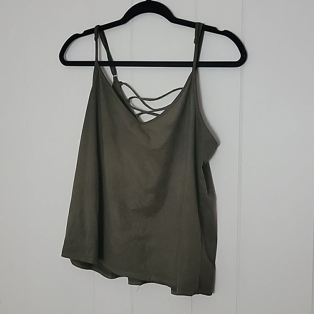 Suede lace up tank top